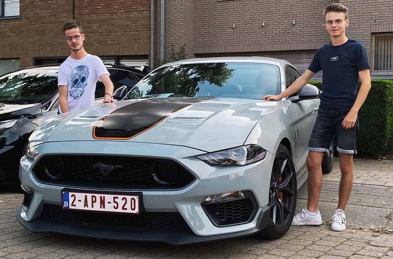 Luca's Mach 1 standing with the car